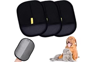 ODIWEN 3 Piezas Guantes de Aseo para Mascotas Gatos Perros de Doble Cara, Guantes Quitapelos para Mascotas, Guante Quita Pelos Mascota, Guante Pelo Gato Perros, Manopla Quita Pelos Mascota