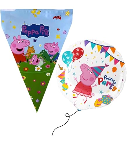 Ensemble De Ballons George Pig - Contient Une Bannière De Ballon Joyeux Anniversaire De 16 Po, 2 Ballons En Aluminium George Pig De 37 Po Et 20 Latex De 12 Po - Décorations De Fête Pour Enfants
