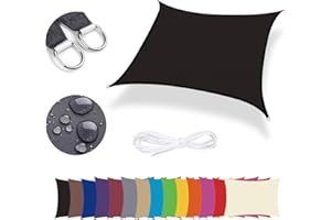 Lingle888 Sonnensegel Sonnenschutz Sonnendach Wasserdicht 98% UV-Schutz Balkon Viereck Rechteck Quadrat Winddicht 8Tage Transport 420D 10Farbe 25Größe (1.5x1.5, schwarz)
