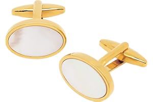 Jonwo Perlmutt 4.5cm Krawattennadeln und Manschettenknöpfe für Herren Silber Gold Cufflinks Tie Clip Hochzeit Hemd Party Geburtstag Jubiläum Kleid