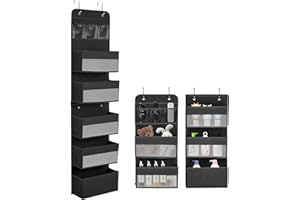 YTACREA Rangement Suspendu Porte, Rangement Suspendu Amovible avec 5 Poches Superposées, Rangement Suspendu Tissu avec 4 Crochets pour Cadres de Porte, Chambres à Coucher, Chambres d'enfants