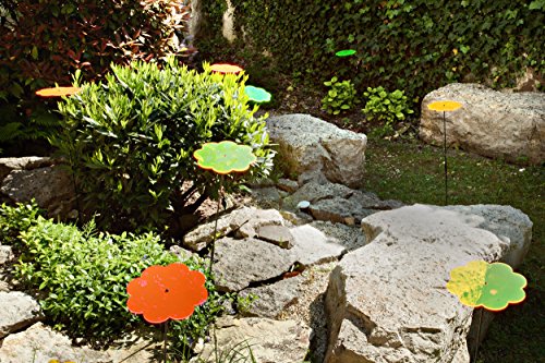 Blumen Sonnenfänger – 6 Hochwertige Sonnenfänger in Blumenform mit Ø 20cm Durchmesser – inkl. 12x 40cm Glasfaser-Schwingstäbe und 6x Verbindungsstücke - 3