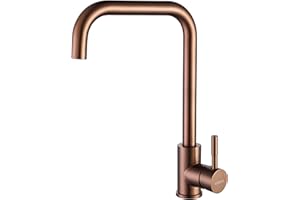 KINSE Rubinetto Lavello Cucina in Acciaio Inox, Miscelatore Monocomando, girevole a 360°, Oro rosa