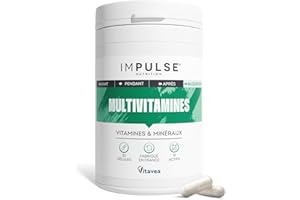 Multivitamines - Energie, Immunité & Vitalité - Vitamines C, D, B12, B6 - Complément Alimentaire 12 Vitamines & 7 Minéraux - Vegan - Cure 30 jours - Fabriqué en France - IMPULSE NUTRITION