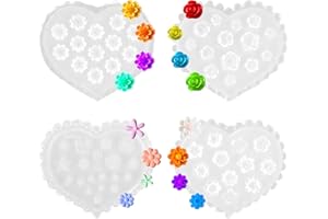 Amaxiu 4 Stück Blumen Polymer Ton Formen, Rosen Gänseblümchen Blumen Silikon Miniatur 3D geprägte Ton Formen für Ohrringe Schmuckherstellung Nagelkunst Cupcake handgefertigte DIY