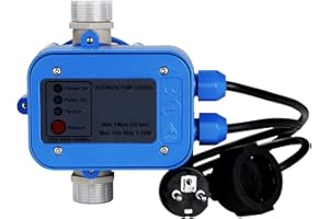 Jopassy 1100 W 4800 l/h Control de la bomba, interruptor de presión para agua con cable, 10 bar, IP65, regulador de presión para agua doméstica, bomba de pozo (1,5 bar)