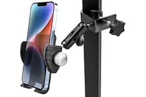 woleyi Golf Cart Phone Holder, Square Tube Phone Mount [Multi-Angle Adjustable] Aluminum Alloy Square Handlebar Clip for iPhone 15 Pro Max 14 13 12, Galaxy, Huawei, All 4-7" Cellphones