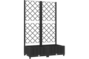 vidaXL Garden Planter with Integrated Trellis - Weather- Polypropylene - Black - 80x40x121.5 cm - For Outdoor Plants And Climbers