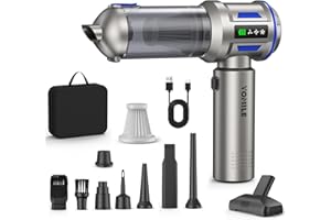 YOMILE Aspirabriciole Senza Fili, 27000PA 4 in 1 Aspirapolvere per Auto Portatile,Aspiratore e Soffiatore con Motore Brushless Mini Aspirabriciole Senza Fili Potente per Auto Casa Ufficio Peli (27KPA)