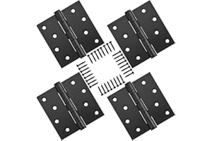 Qrity 4 Piezas Reemplazo de la Bisagra de la Puerta de Acero Inoxidable, Silenciosas, 4" (100mm) Bisagra Rodamiento de Bolitas para Ventana Armario, Negro