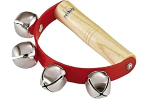 Nino Percussion Sleigh Bell Instrument - Schlittenglocken Musikinstrument für Kinder ab 3 Jahren - Holz, Natur (NINO962)