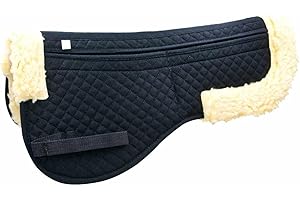 AMKA Almohadilla correctora para sillín con 4 bolsillos y forro de fieltro, borde de piel sintética