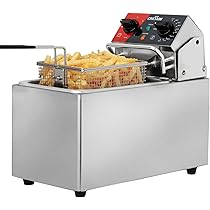 Elektrische Fritteuse 8L | 3250W Profi-Gerät | Für Gastronomie & Zuhause | Temperatur 80-200°C