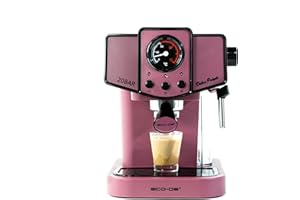 ECO-DE Macchina Caffè Cialde ESE 44 Espresso e Caffe Macinato in Polvere con Montalatte per Cappuccino, Tè o Infusioni – Coffee Machine 20 bar e Vaporizzatore in Acciaio – Disegno Stile Vintage