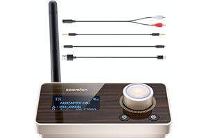 Bluetooth 5.2 Transmitter Receiver for TV - SOOMFON 2 in 1 Bluetooth Audio Receiver aptX Low Latency Dual Connection Bluetooth Adapter for TV, Headphones, Home Stereo System (Optical, AUX, RCA)