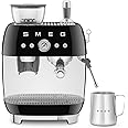 Smeg EGF03BLUK Espresso Coffee Machine with Grinder, 20 Bar Pump, 2.4L, 1650W, Black