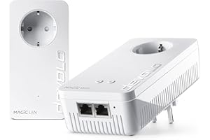 ‎DEVOLO devolo Magic 2 WiFi next Starter Kit, WLAN Powerline Adapter, bis zu 2.400 Mbit/s, Mesh WLAN Steckdose, 2x Gigabit LAN Anschluss, dLAN 2.0, weiß