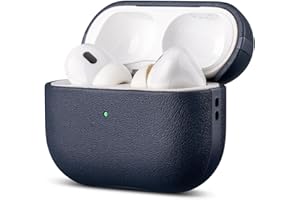 Haobobro Lederhülle [Top Grain Leather] für AirPods Pro 2 Leder Hülle - Handgefertigt AirPod Pro 2 Ledercase mit Handschlaufe - Leather Case für AirPods Pro 2. Generation Hülle Schutzhülle - Blau