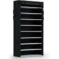 VIZUN Scarpiera A 8 Ripiani In Metallo, 127x30,5x124 Cm, Fino A 50 Paia, Per Ingresso E Armadio, Nero - 2