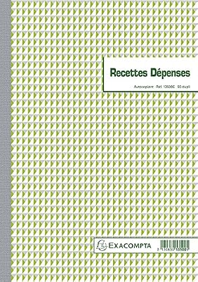 Exacompta 13500E Manifold Recettes Dépenses 29,7/21 50 Feuillets Doubles Autocopiants