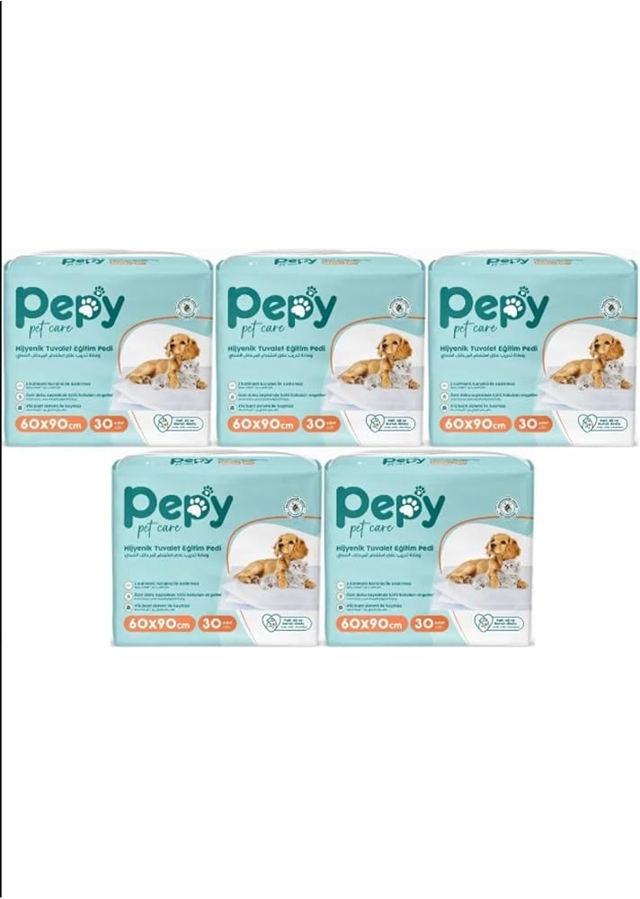 Pepy Hijyenik Tuvalet Eğitim Pedi, 60x90 cm, 150 Adet (5x30'lu Paket) 869000488698