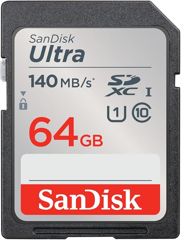 SANDISK Ultra SDXC Card 64GB (Memory Card with up to 140 MB/s read speeds, For Entry Level And Mid-range Compact Camera's, Full HD Video, UHS-I, Class 10, U1