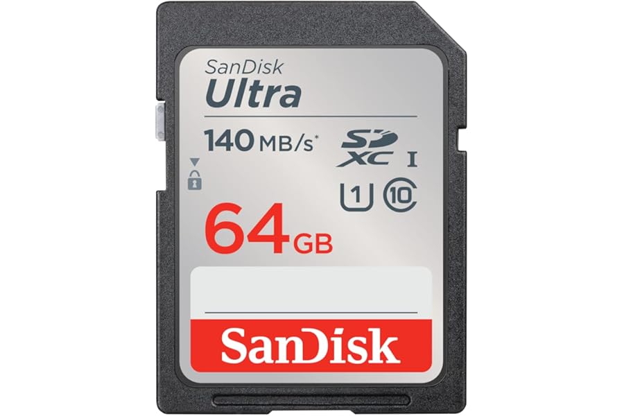 SanDisk 64GB Ultra SDXC Card, SD Card, Memory Card With Up To 140 MB/s Read Speeds, For Entry Level And Mid-range Compact Camera's, Full HD Video, UHS-I, Class 10, U1