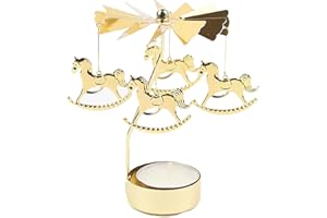 SHUOHONG Portacandele Girevole Rotante Natalizio in Metallo, Porta Candele Candele Tealights, Porta Candele da Tavolo, Portacandele da Tavolo, Candele Decorative per Natale Compleanno Matrimonio (Q)