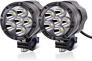 YnGia Motorcycle Spot Lights 60W Led Foglights Headlights 12V 24V, 2PCS White Motorcycle Auxiliary Led Driving Lights Universal DRL Lights for Motorbike ATV SUV Truck Car Boat