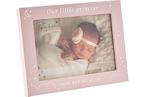 WIDDOP AND CO Baby 6" x 4" Photo Frame by Bambino Moon and Stars - Our Little Princess / Pink