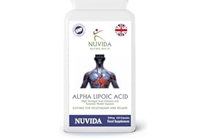 NUVIDA NATURAL HEALTH Alpha Lipoic Acid 300mg -120 High Strength Alpha Lipoic Capsules - Daily ALA Supplement to Support Energy Metabolism and Cell Rejuvenation - Vegan and Vegetarian Friendly