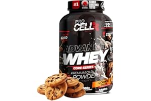 PROCELL SPORT SUPPORT Procell Proteinas Whey Advanced 2kg (Cookies) Zero Azúcar, 21g de Proteina, 66 Servicios Whey Protein Concentrado y Aislado de Suero - Proteinas para Masa Muscular en Polvo para Batidos