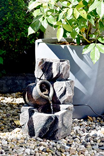 dobar 96400e Design Zimmerbrunnen aus Polyresin in Stein-Fels-Optik, Wasserspiel mit Pumpe für innen, Kunststoff, grau, 17.2 x 16.2 x 27 cm - 4