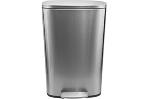 Jolie Max Stainless Steel Pedal Bin – Fingerprint-Proof Kitchen Bin with Soft-Close Lid & Steel Bar Pedal – Rectangular Brushed Steel Waste Bin for Home & Office (50L)