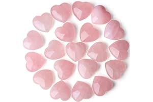 XIANNVXI 20 Pcs Rose Quartz Crystals Rose Quartz Heart Rose Quartz Stones Pink Rose Quartz Crystal Gifts for Women Pink Gifts for Women Reiki Healing