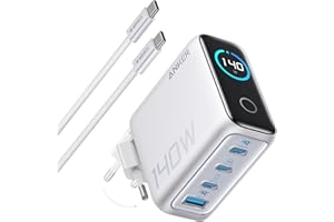 ‎ANKER Ładowarka Anker 140W USB C, ładowarka do laptopa, 4-portowa, sterowanie dotykowe, szybkie ładowanie, wiele urządzeń, do MacBooka, iPada, iPhone'a 16/15/14, Samsunga i innych (Srebro)