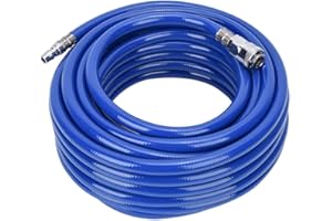 AUSLA PVC Air Compressor Hose, 50ft/15m Long 9.5mm ID X 15mm OD 300 PSI Flexible Pneumatic Air Compressed Hose with 1/4-Inch Europe Quick Coupler Fittings for Pneumatic Tools and Air Compressors
