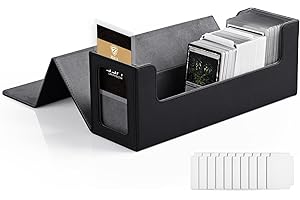ZLCA MTG Card Deck Box with Display Window,Card Storage Box Holds 600+ Single-Sleeve Cards,Trading Card Case for Commander CCG/TCG/EDH(Black)