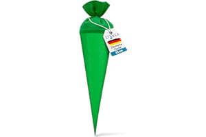 itenga kleine Bastelschultüte Geschwister Schultütenrohling Zuckertüte Schultüte 35cm rund mit Filzverschluss (grün)