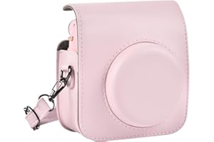 SAIKA Tragbare Tasche für Instax Mini 12 Sofortbildkamera, Reiseaufbewahrungshülle für Mini 12 mit Tasche für Fotos auf der Rückseite und Schulterriemen (nur Box) -Rosa