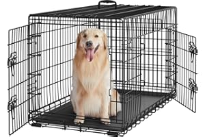 Yaheetech Hundekäfig 107 x 60 x 66 cm klappbar mit Trennwand, 2 Türen, Hundebox für zuhause mit ausziehbare Bodenschale, Transportkäfig Auto, Hundetransportbox Drahtkäfig für Hunde Welpe, XL, Schwarz