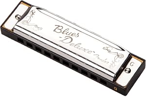Fender Blues Deluxe Diatoniskt Munspel, E-dur, 10 Hål, Nickel | Bluesmunspel med fodral, diatonisk 10-hålsmunspel, nickelkrom
