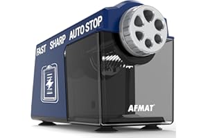 ‎AFMAT AFMAT Elektrischer Anspitzer mit Behälter, 6 Löcher Große Kapazität Spitzer mit Dose für 6-11mm Dicke und Dünne Stifte, Wiederaufladbar Robust Autostopp Bleistiftspitzer für Büro Schule Künstler,Blau