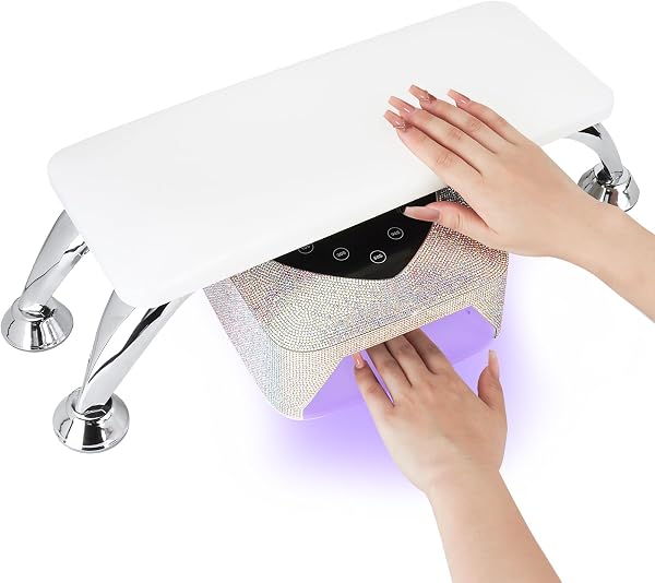TOSUTO Cojín reposamanos para uñas,reposabrazos para uñas con soporte de acero inoxidable,Cojín de Mano de Manicura de Cuero de Microfibra ideal para salón de manicura,suave e impermeable (blanco) - 1