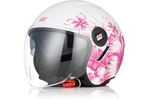 ORIGINE Casco Jet Moto Casco Aperto Scooter con Doppia Visiera Omologato ECE2206