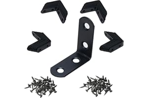 NAHUAA 40 Piezas Escuadras Metalicas 40x40x16 mm Escuadras Para Madera en Forma de L Angulos Metalicos de Acero Inoxidable con 160 Tornillos, Negro