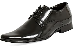 Dobell Mens Black Tuxedo Dress Shoes Patent Contemporary Style Laced