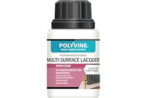 Polyvine Multi-Surface Lacquer Gloss, Satin or Dead Flat - Professional Quick Dry Clear Lacquer - Exterior, Interior Water Based Clear Sealer Protective Coating - Water & Heat Resistant, Satin 100ml