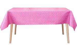 JOLEE TABLECLOTHS Jolee Fabrics Pink and White Small Polka Dot PVC Vinyl Round Tablecloth - 130cm