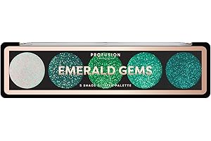 Profusion Cosmetics Emerald Gems 5 Shade Glitter Eyeshadow Palette for Attractive Eye Look, Raise Your Makeup Game to the Next Level with Premium Beauty Tool